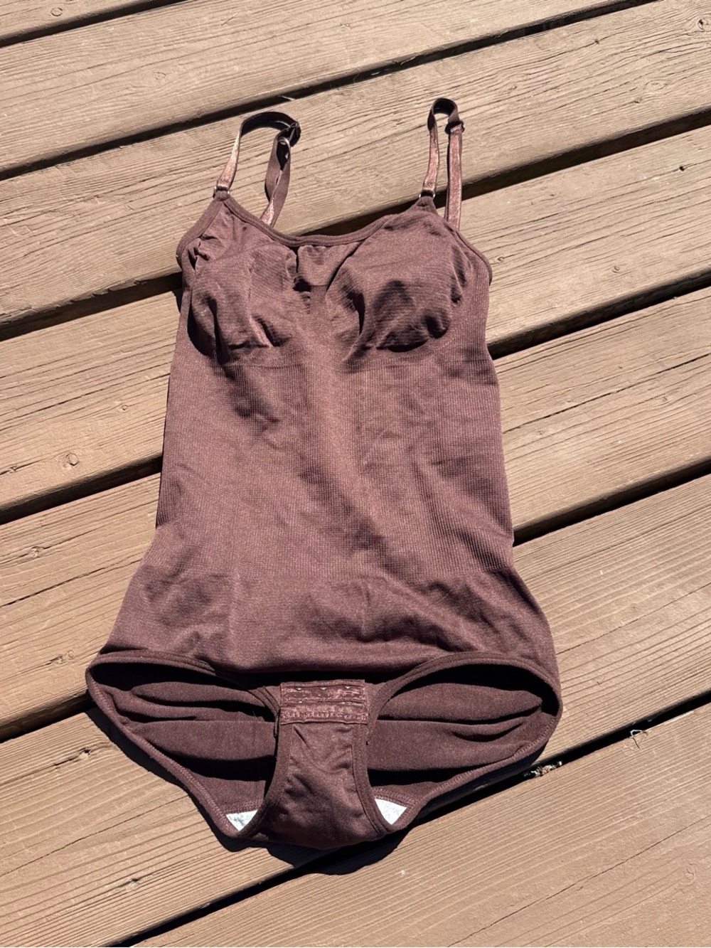 Brown Sleeveless Shaping Bodysuit with Adjustable Straps